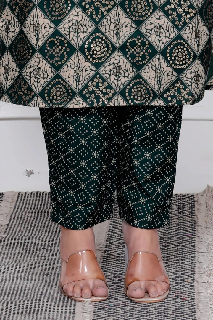 Ethnic Bandhni Print Cotton Suit Set With Dupatta