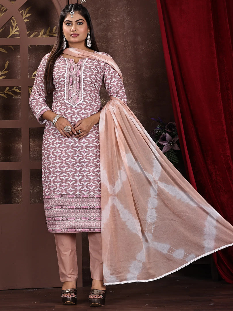 Rayon Crepe Printed Straight Kurta Set with Duppata