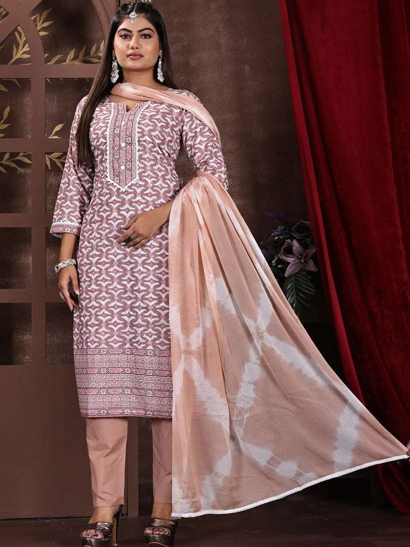 Rayon Crepe Printed Straight Kurta Set with Duppata
