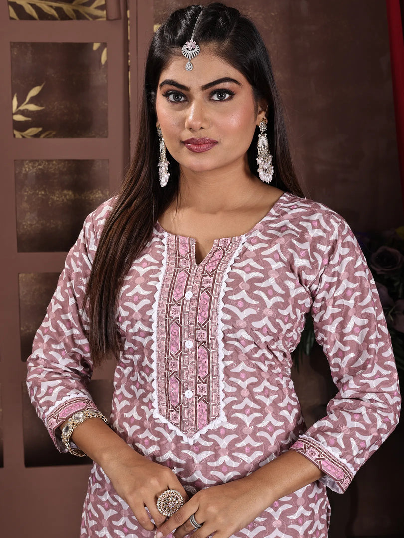 Rayon Crepe Printed Straight Kurta Set with Duppata