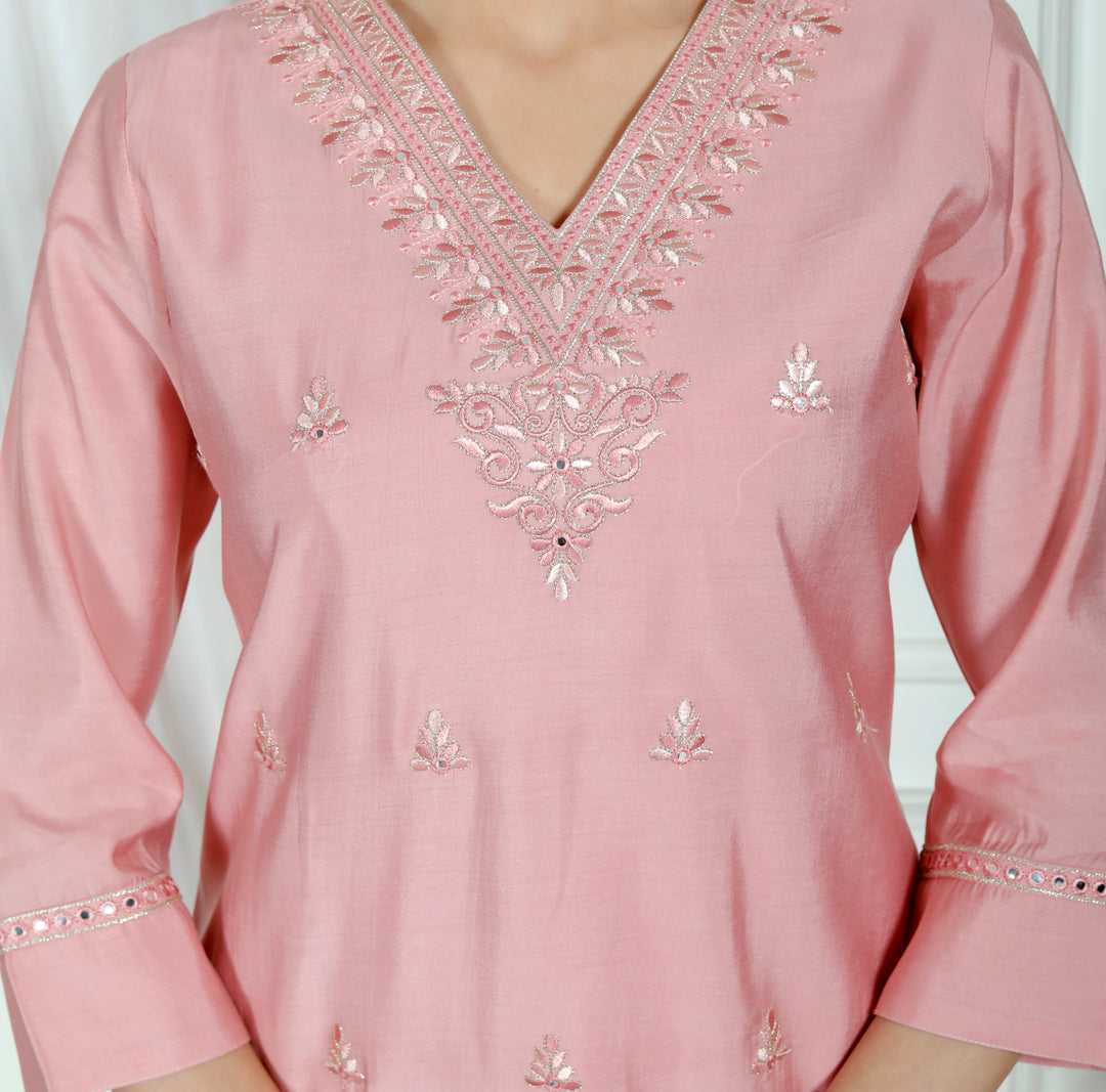 Girls Embroidered Cotton Rayon Straight Kurti