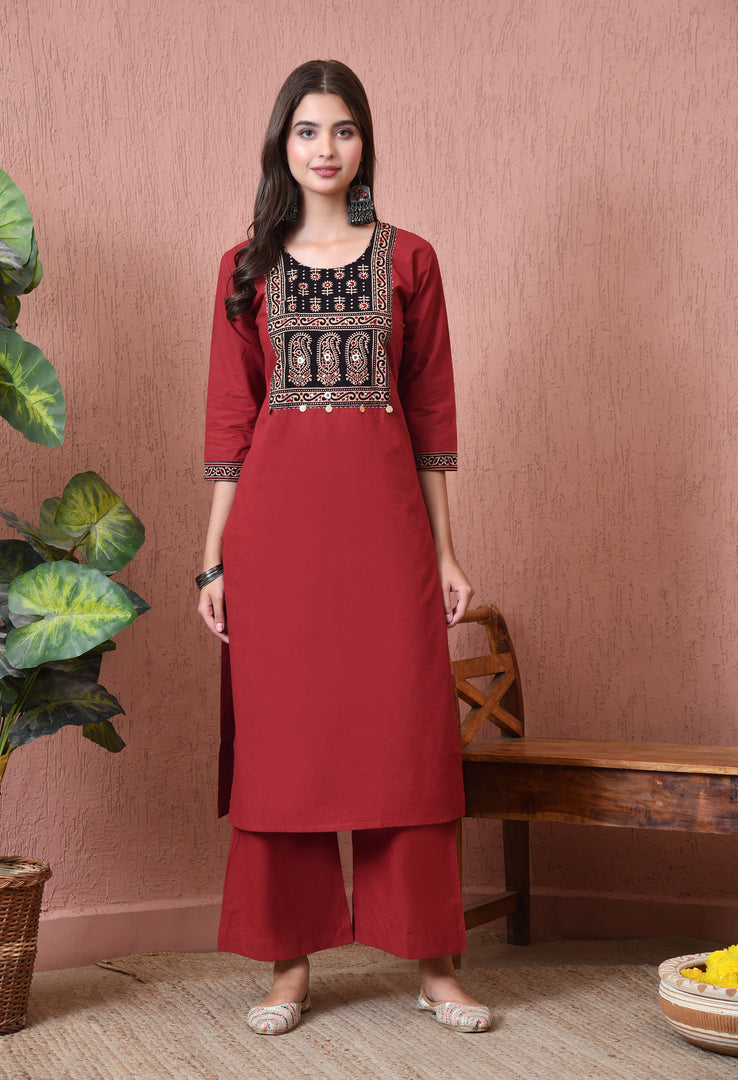 Maroon Heritage Handloom Suit Set