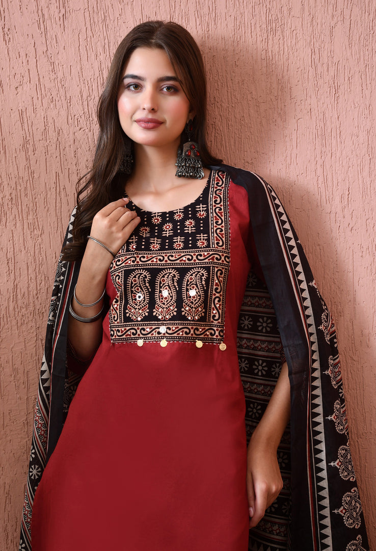 Maroon Heritage Handloom Suit Set