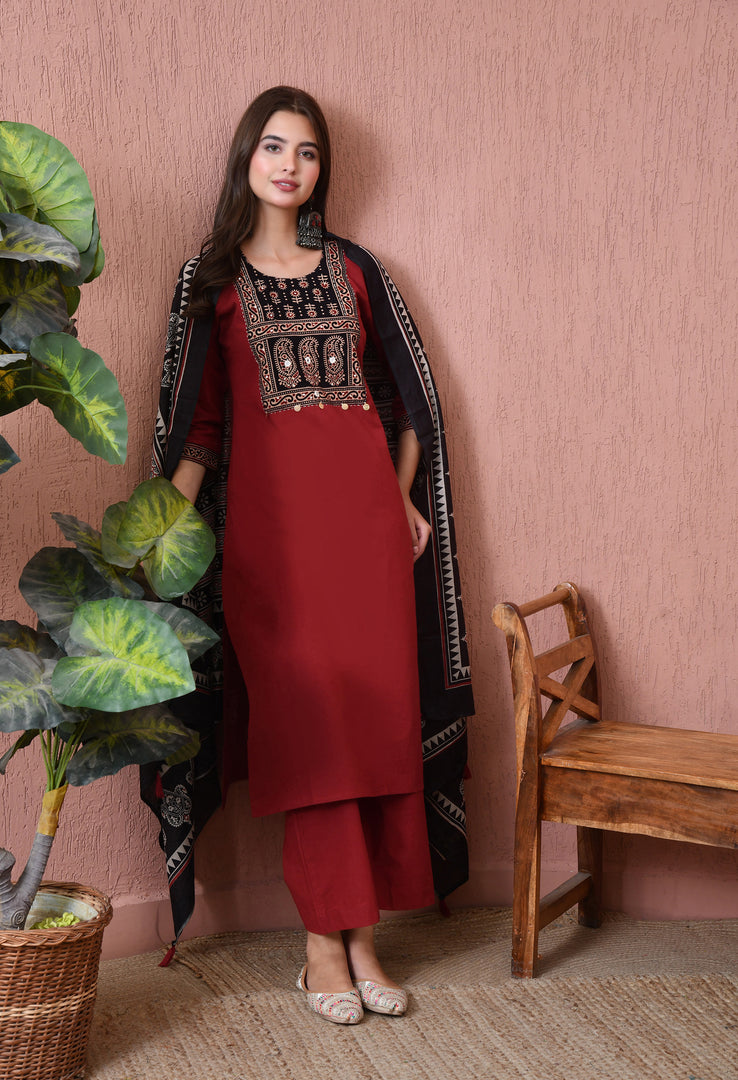 Maroon Heritage Handloom Suit Set