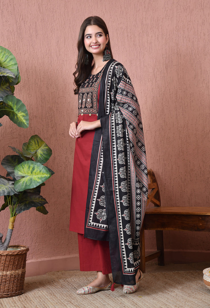 Maroon Heritage Handloom Suit Set