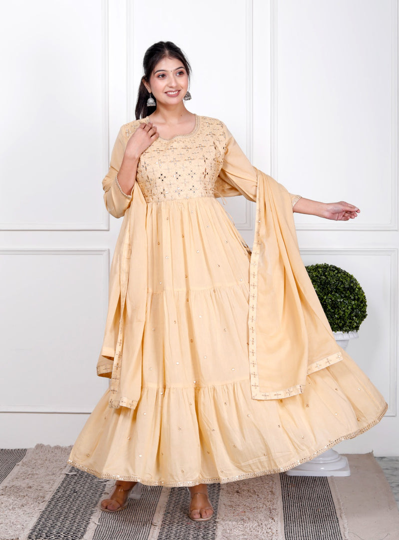 Anarkali Rayon Stitched Suit Set with Dupatta