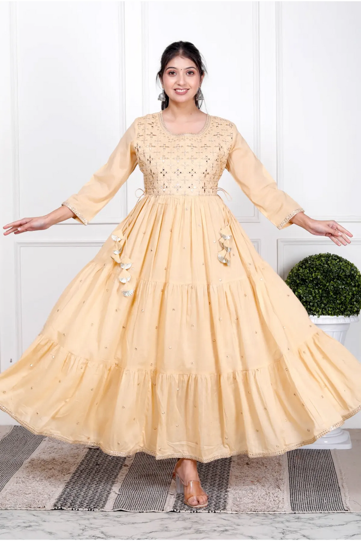 Anarkali Rayon Stitched Suit Set with Dupatta