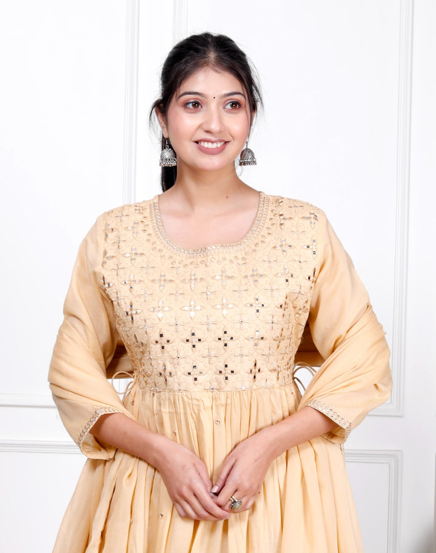 Anarkali Rayon Stitched Suit Set with Dupatta