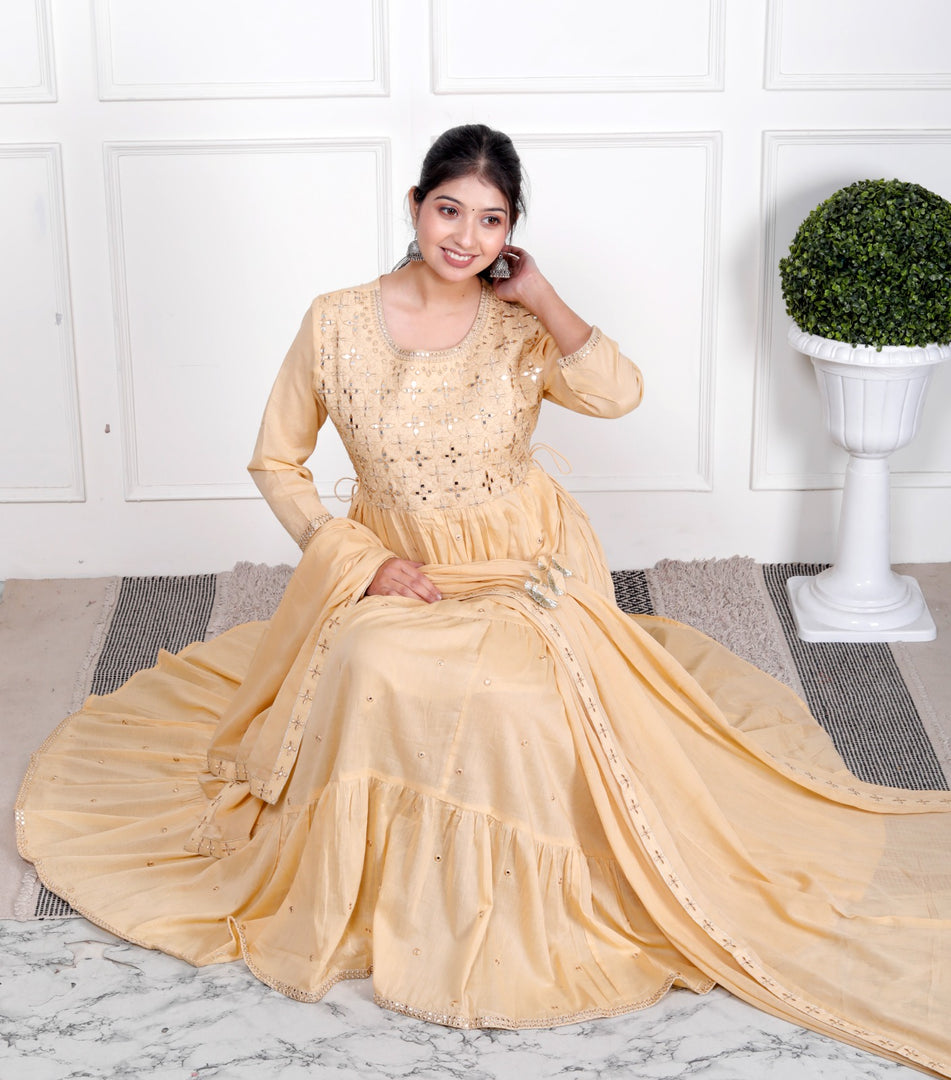 Anarkali Rayon Stitched Suit Set with Dupatta