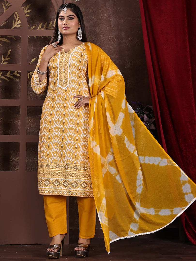 Thread Embroidery Rayon Fabric Work Kurta Set with Dupatta