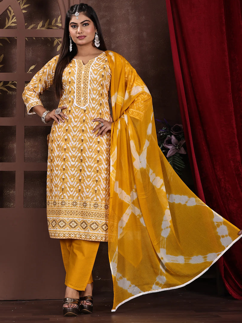 Thread Embroidery Rayon Fabric Work Kurta Set with Dupatta