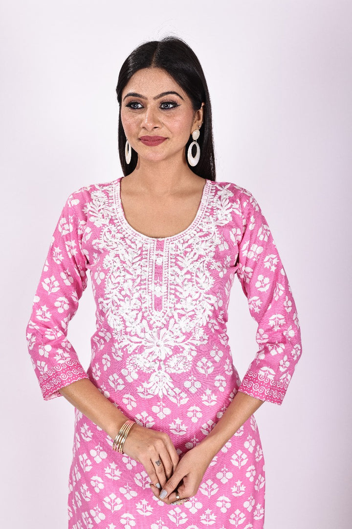 Pink Blossom Chikankari Suit Set