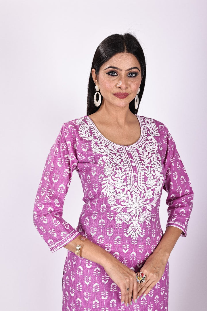 Purple Grace Chikankari Cotton Suit Set