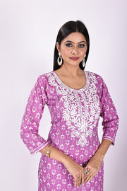 Purple Grace Chikankari Cotton Suit Set