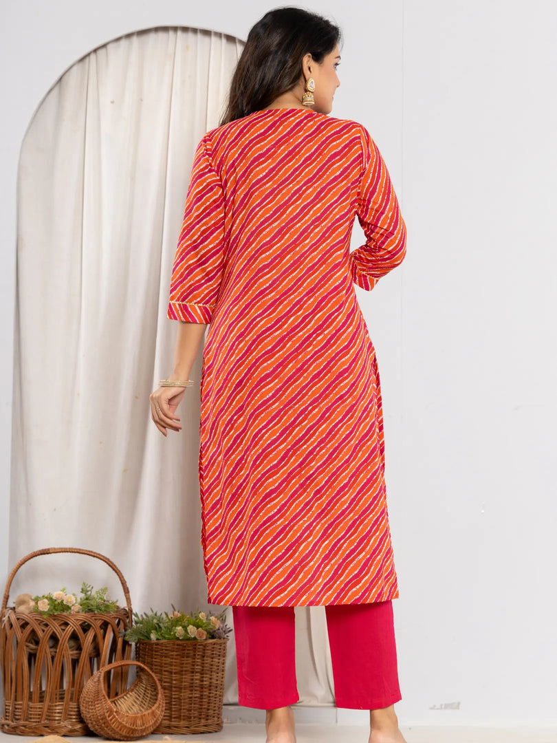 Bandhani Printed Gota Patti Regular fit Silk Suit Set 3/4 Sleeves